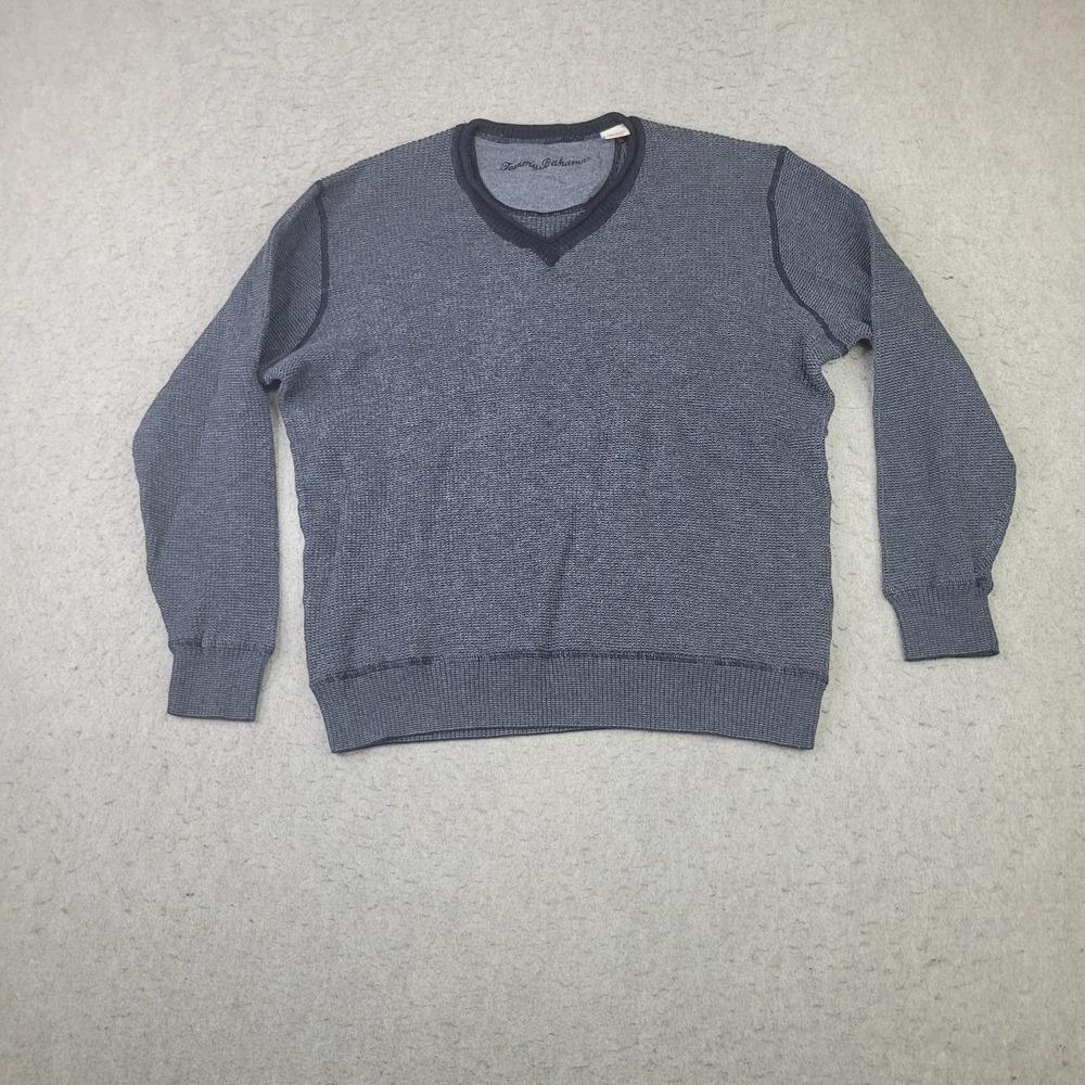 Tommy Bahama Wool Blend Sweater Mens M Gray Knit V Neck Pullover